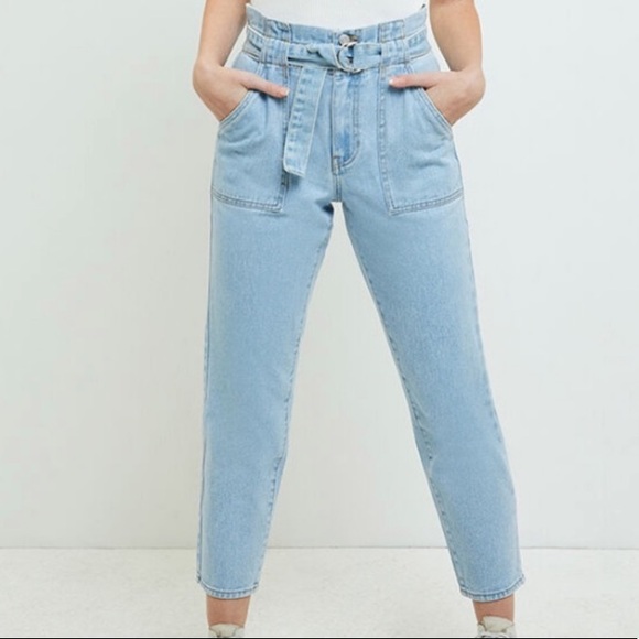 PacSun Denim - PACSUN Light Wash Paperbag Mom Jeans